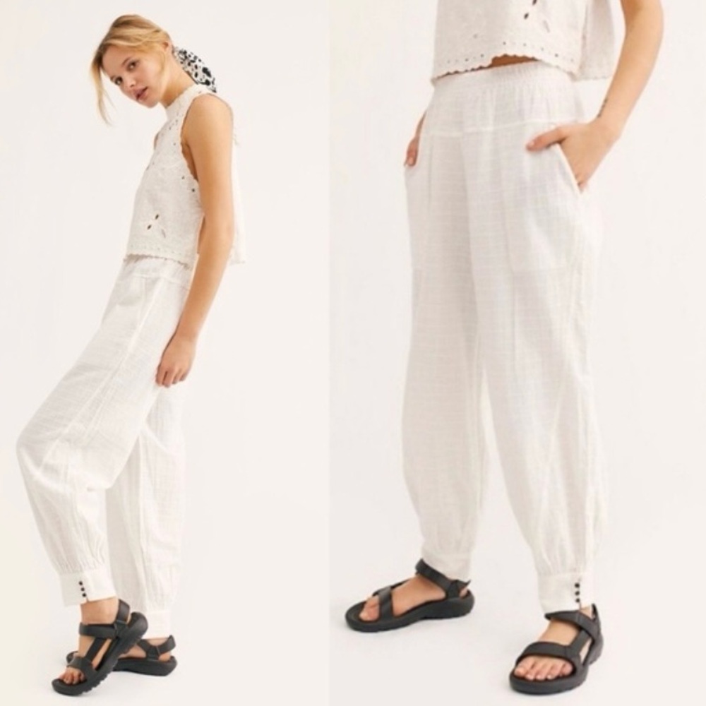 Free People Check It Out Pants In Ivory Size Small